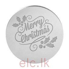 MERRY CHRISTMAS MIRROR TOPPER ROUND (1) SILVER 4.8cm