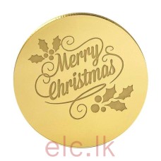 Merry Christmas Mirror Topper Round (1) GOLD 4.8cm