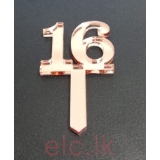 ACRYLIC Number Topper - 16 Rose Gold 2.5cm