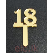 ACRYLIC Number Topper - 18 Gold 2.5cm