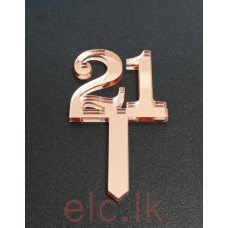 ACRYLIC Number Topper - 21 Rose Gold 2.5cm