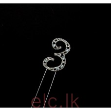 CAKE PICKS - Decorative Diamante (7cm) - NUMBER 3