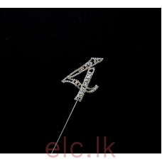 CAKE PICKS - Decorative Diamante (7cm) - NUMBER 4