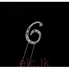 CAKE PICKS - Decorative Diamante (7cm) - NUMBER 6