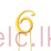 Gold Cake Topper/Pick - 7cm, Number 6 