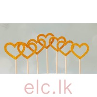 Glitter Picks - Double Sided Angel Heart Gold 3cm