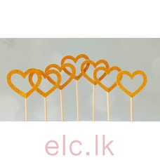 Glitter Picks - Double Sided Angel Heart Gold 3cm