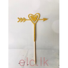 Glitter Picks - Heart With Arrow Gold 10cm