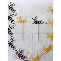 Glitter Picks - Love Gold and Black 10cm