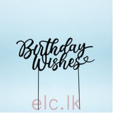 BLACK Plated Cake Topper - BIRTHDAY WISHES