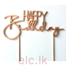 Rose Gold Metal Cake Topper - Happy Birthday Design 2