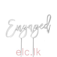 SILVER Metal Cake Topper - ENGAGED