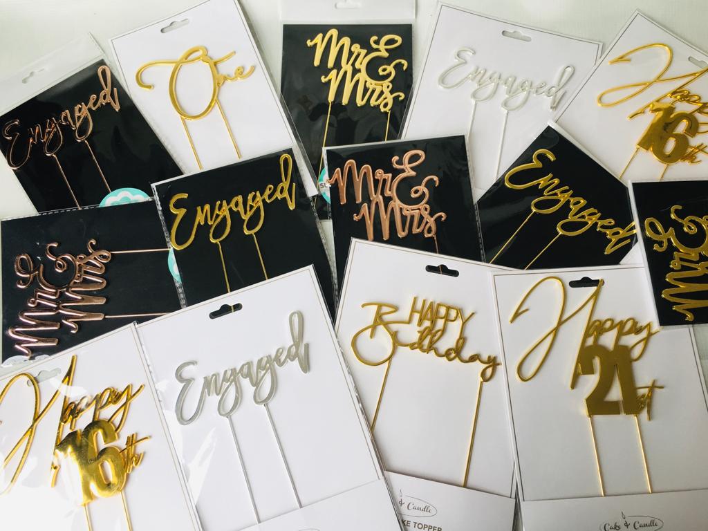 GOLD Metal Cake Topper - HAPPY BIRTHDAY 2