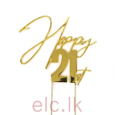 GOLD Metal Cake Topper - HAPPY 21st