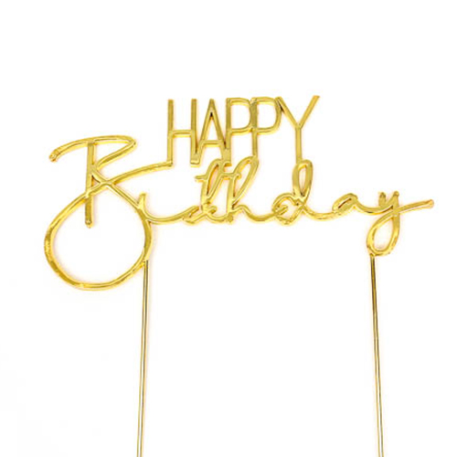GOLD Metal Cake Topper - HAPPY BIRTHDAY 2
