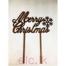 Wooden Picks - Merry Christmas with Snowflake