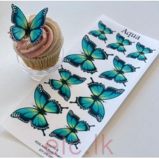 Edible Wafer Butterfly Set Of 9 - AQUA