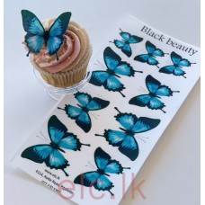 Edible Wafer Butterfly Set Of 9 - BLACK BEAUTY