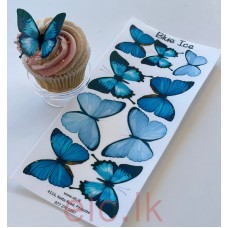 Edible Wafer Butterfly Set Of 9 - BLUE ICE