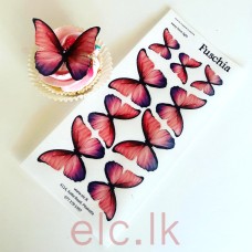 Edible Wafer Butterfly Set Of 9 - Fuschia 