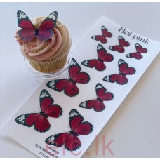 Edible Wafer Butterfly Set Of 9 - HOT PINK