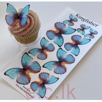 Edible Wafer Butterfly Set Of 9 - KINGFISHER