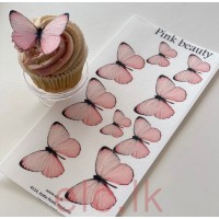 Edible Wafer Butterfly Set Of 9 - PINK BEAUTY