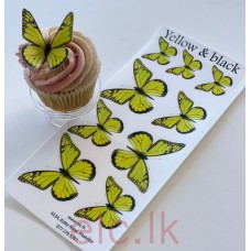 Edible Wafer Butterfly Set Of 9 -  YELLOW & BLACK