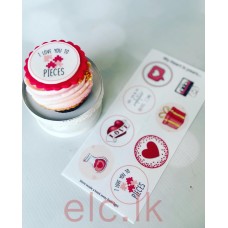 Edible Wafer Toppers Set - VALENTINES - I LOVE YOU TO PIECES ( pre-cut )
