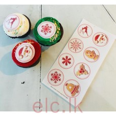 Edible Wafer Toppers Set of 8 - XMAS DESIGN 3 - PRE-CUT