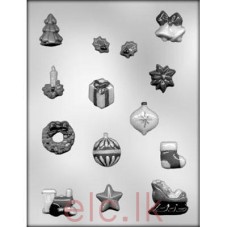 CHOC MOLD - Xmas Asst, 14 cavities - 1.25 inch