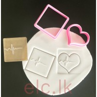 Acrylic Fondant Embosser 3D MINI - HEART BEAT 4x4cm