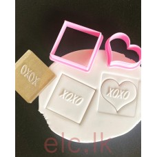 Acrylic Fondant Embosser 3D MINI - XOXO 4x4cm