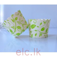 Cupcake Baking Cups Printed Green Leaves x 25