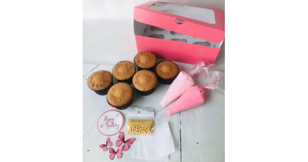 DIY Pink Flower and Butterfly Cupcake Kit