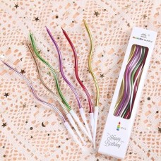 Metallic Multi Colors WIGGLE Candle Assorted 14.5cm