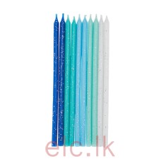 Candle - Glitter Blue Assorted 14.5cm