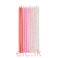 Candle - Glitter Pink Assorted 14.5cm