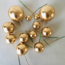 Faux Ball Cake Topper - Pack of 12 Gold 