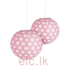 LANTERN - 30cm PINK POLKA DOTS x 1