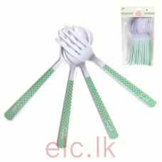 PLASTIC CUTLERY -  GREEN & WHITE 12pack