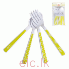 PLASTIC CUTLERY -  YELLOW & WHITE 12pack