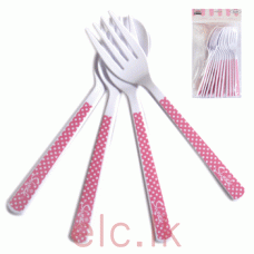 PLASTIC CUTLERY -  PINK & WHITE 12pack