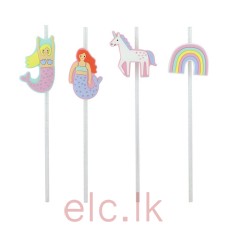 STRAWS - Unicorn Sparkle Novelty x 4