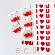 VALENTINE RED FONDANT LETTER SET - I LOVE YOU.