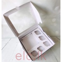 Cake Box - 10 x 10 x 4 inch with Window WHITE - Suitable for bento cakes and 5 cupcakes