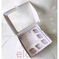 Cake Box - 10 x 10 x 4 inch with Window WHITE - Suitable for bento cakes and 5 cupcakes