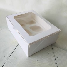 Cupcake Box with insert - 6 holes WHITE (Inside Ivory) 
