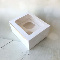 Cupcake Box with insert - 2 holes WHITE ( INSIDE WHITE )
