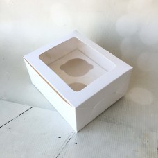 Cupcake Box with insert - 2 holes WHITE ( INSIDE WHITE )